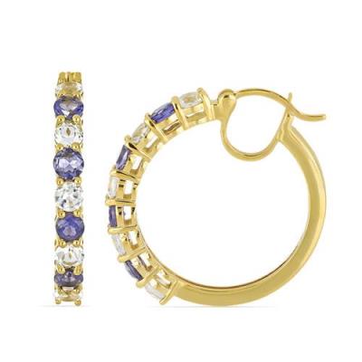 BUY NATURAL IOLITE GEMSTONE EARRINGS IN 925 SILVER